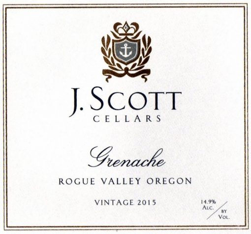 J. Scott Cellars Grenache 2019 Rogue Valley, Oregon